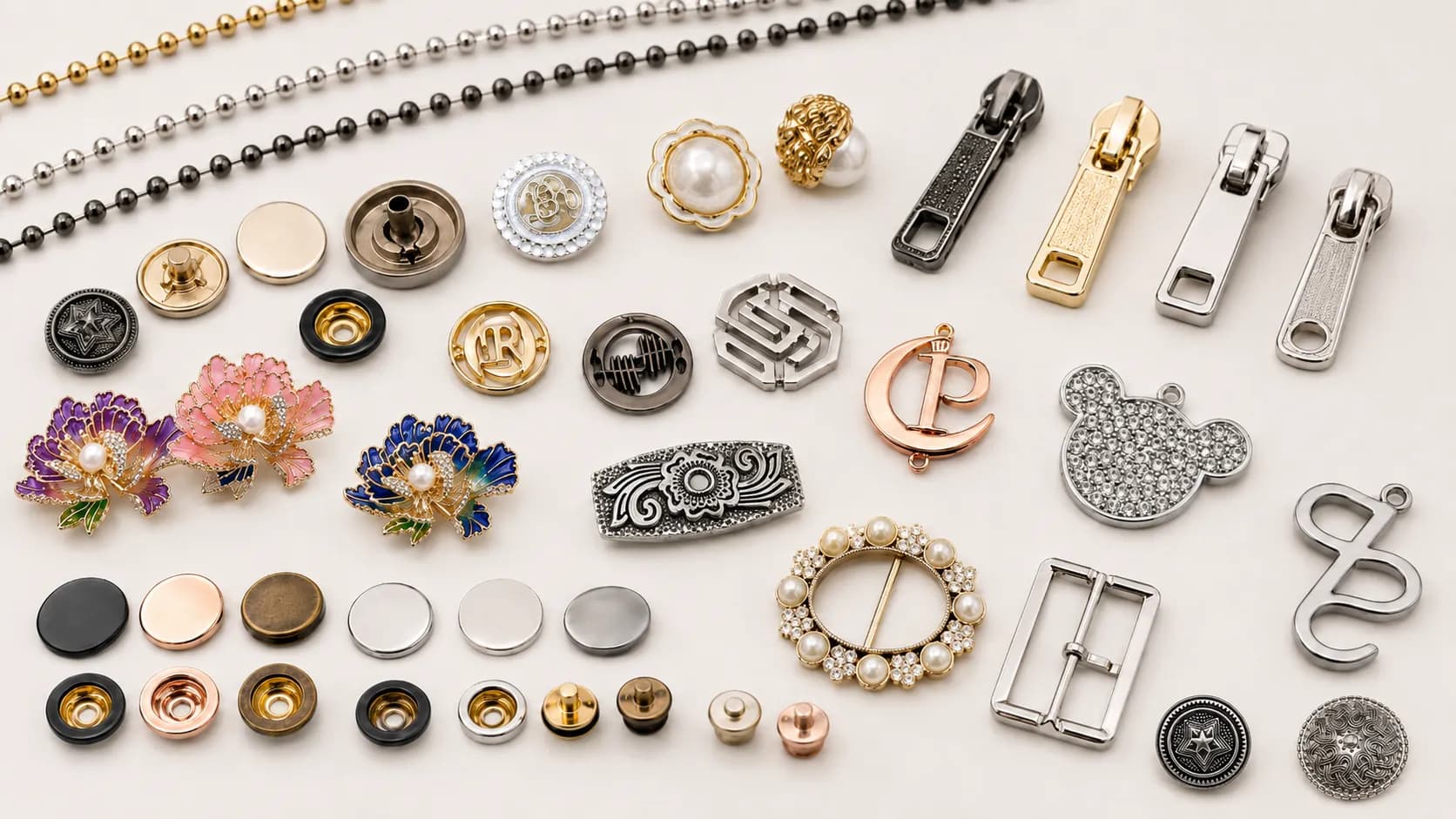 Custom zinc alloy metal hardware product range for garments bags and shoes
