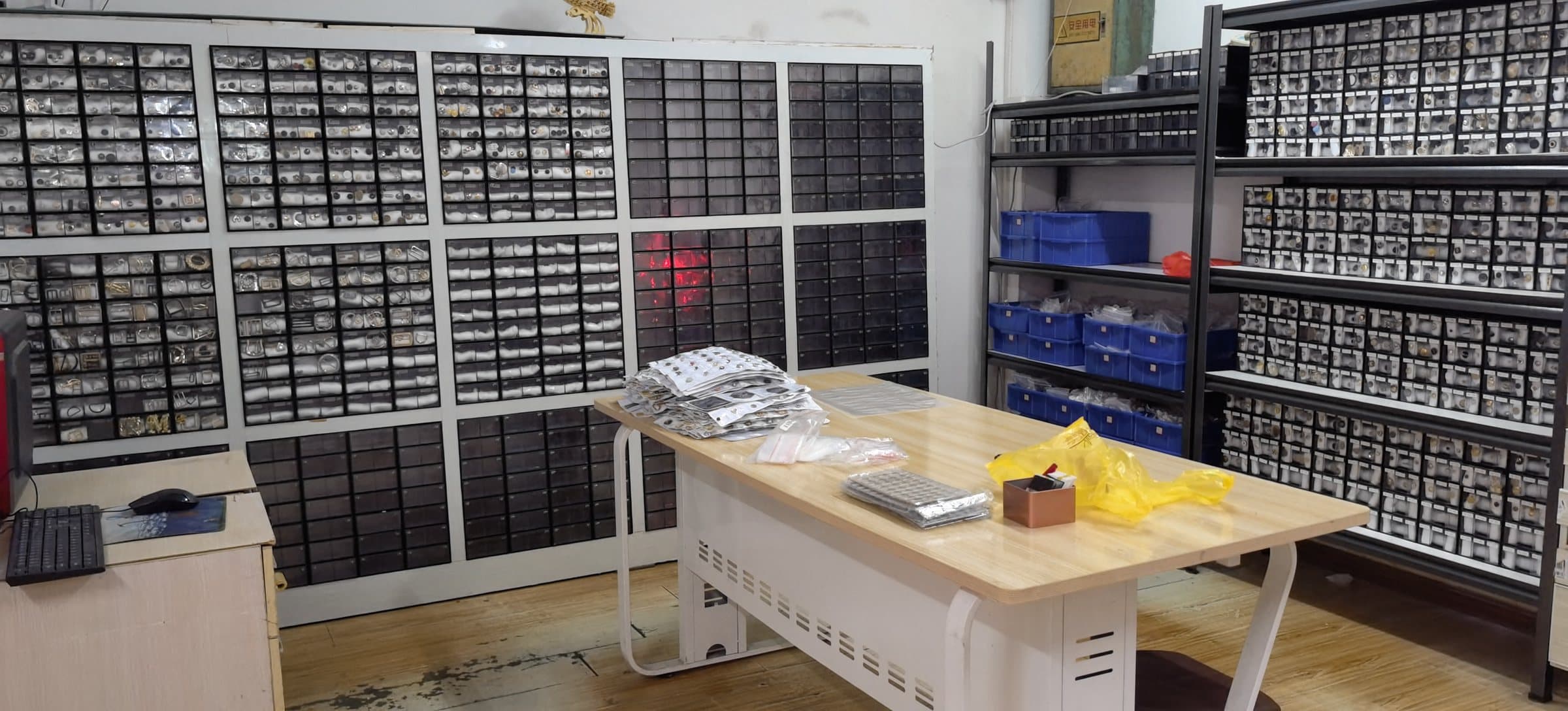 Hardware sample and storage area inside the Hongfeng workshop