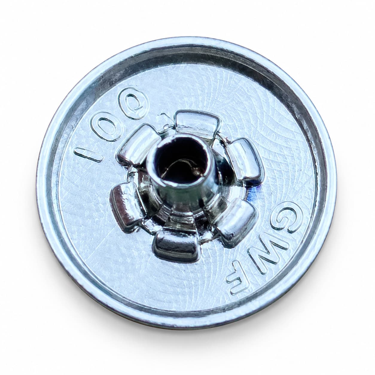 Rear view of a snap button showing the socket structure