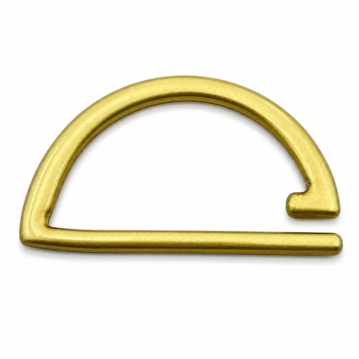 Custom zinc alloy D-ring in matte gold for bag straps and leather goods