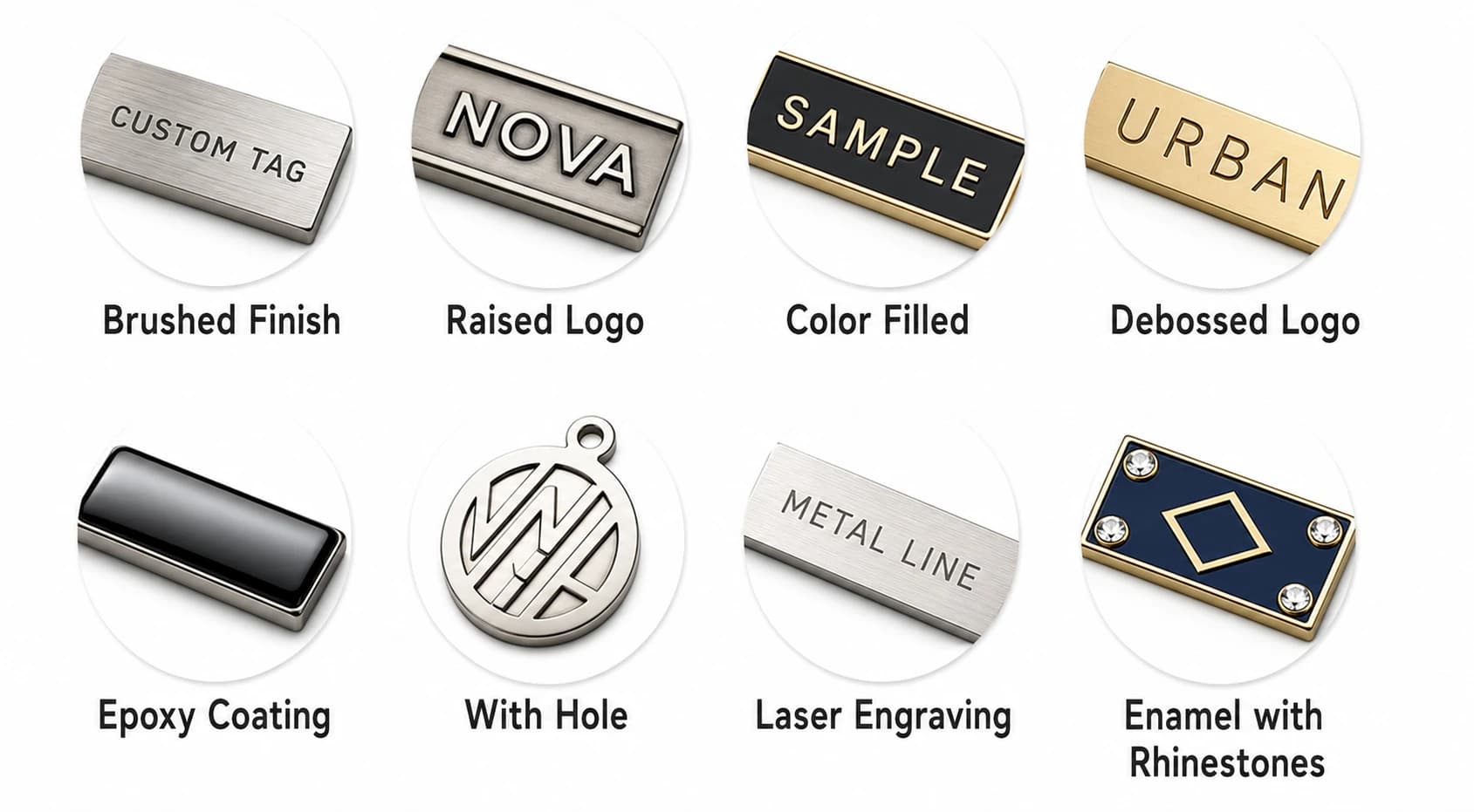 Finished zinc alloy metal hardware finish and logo process reference